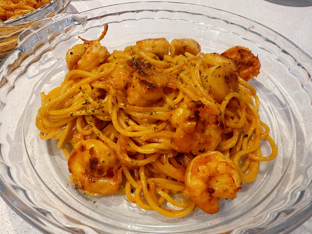 韩式辣奶油虾仁意面
