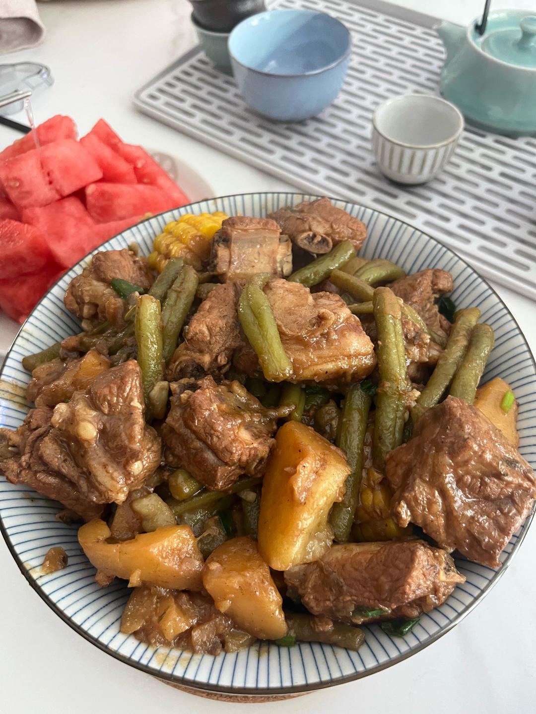 硬菜代表--排骨炖豆角土豆（豆角焖面胚子）