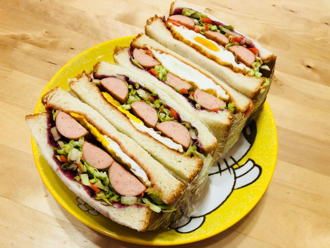 如何做超厚的沼三明治~详细tip！牛油果鸡蛋午餐肉三明治~