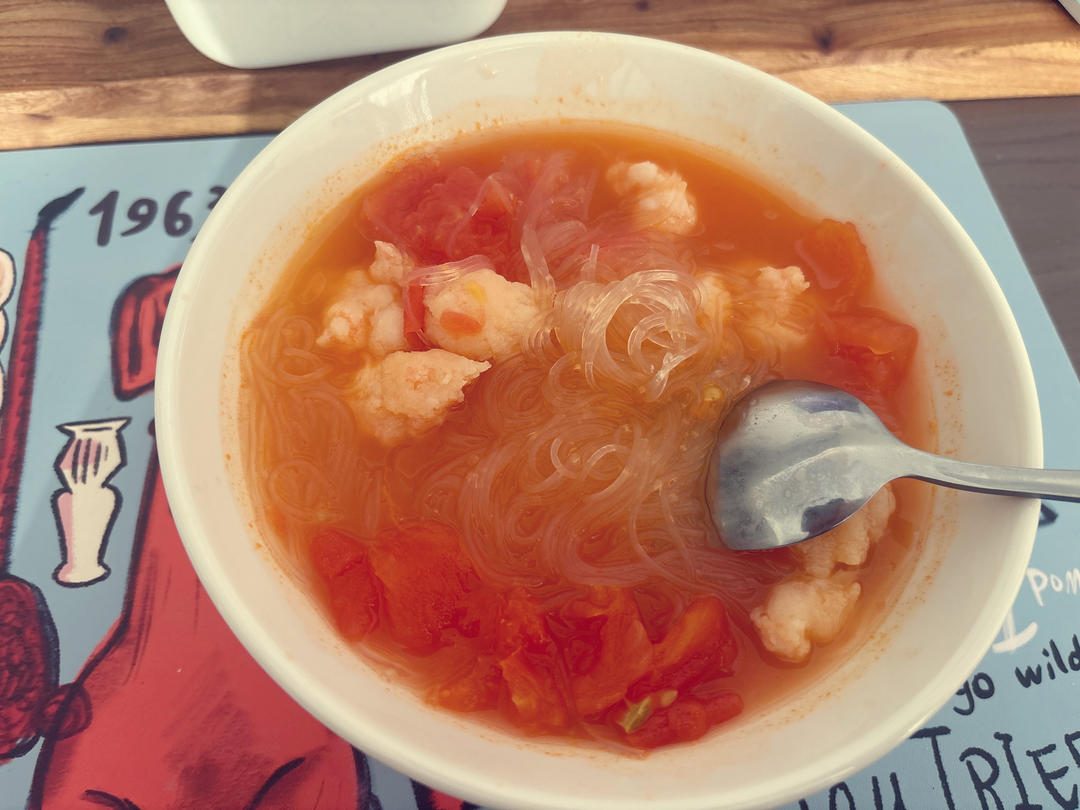 番茄虾滑粉丝汤
