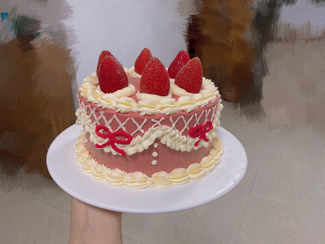 复古可爱 |「宝藏草莓奶油蛋糕」#YannieFoodie#