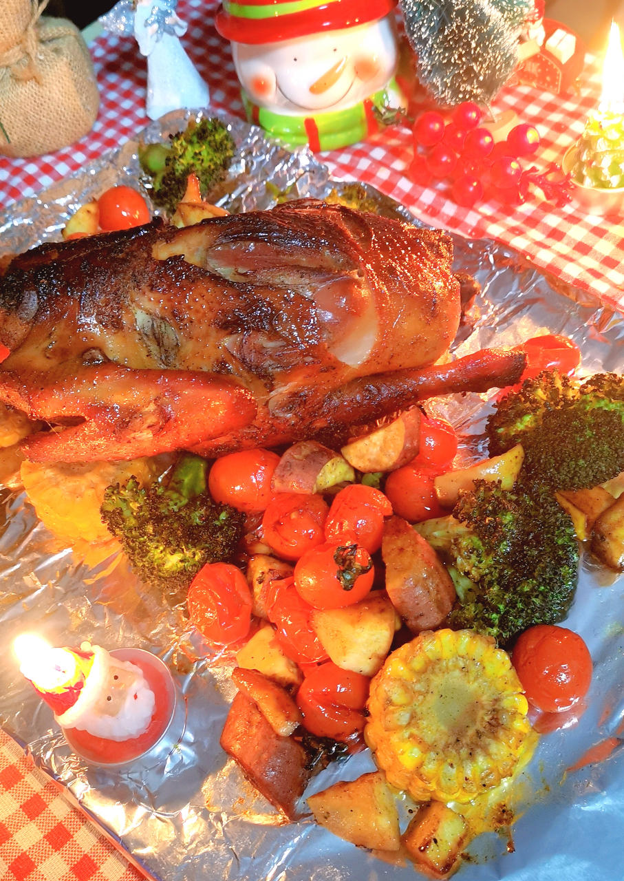 苹果🍎时蔬蜜汁烤鸡！烤全鸡（含烤完体验，一定要试试！！）