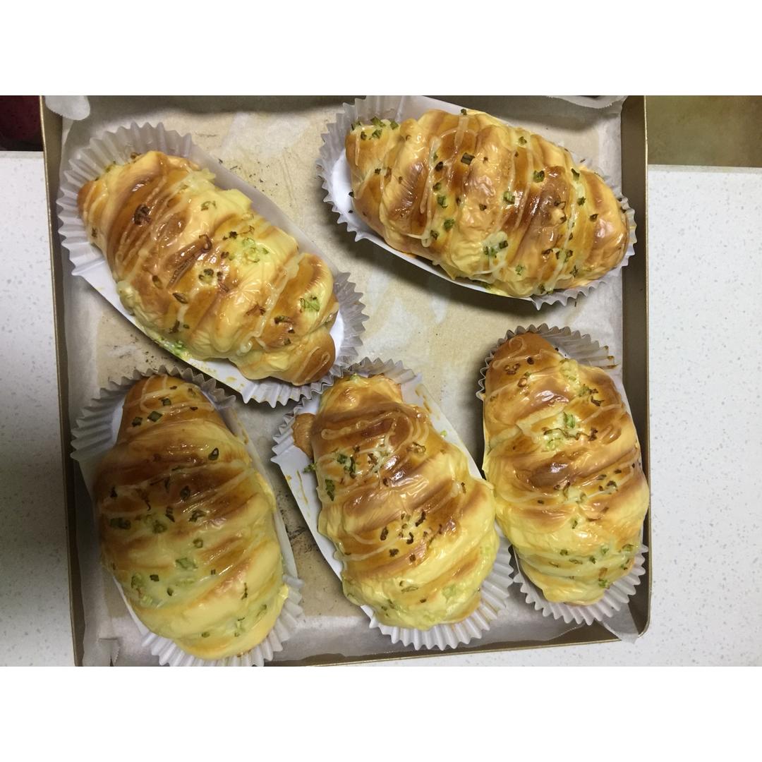 香葱芝士培根面包