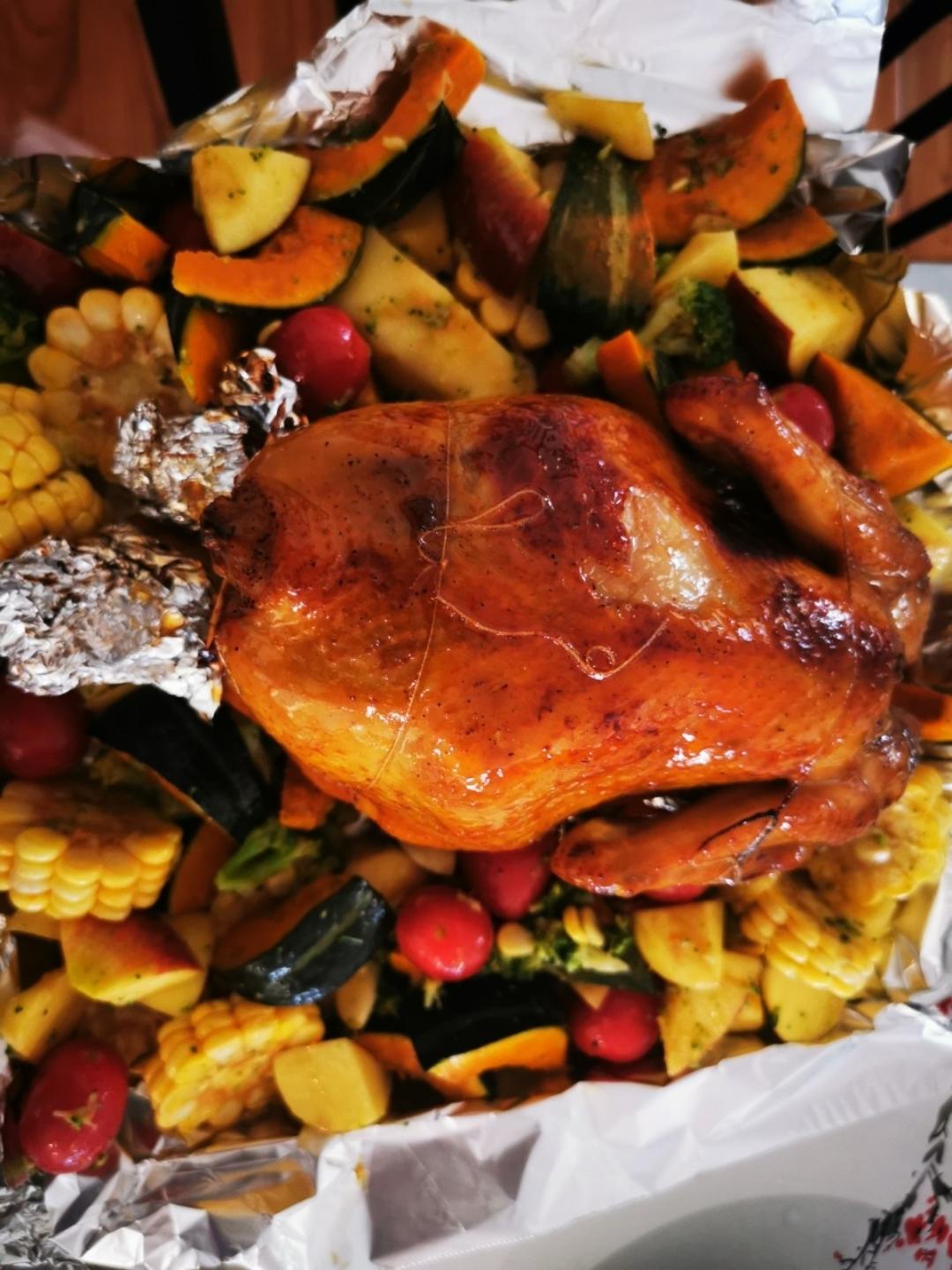 苹果🍎时蔬蜜汁烤鸡！烤全鸡（含烤完体验，一定要试试！！）