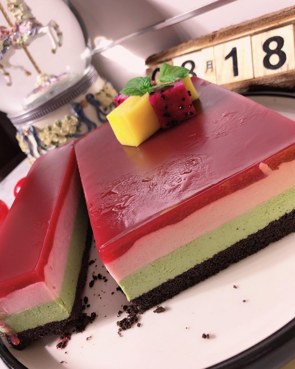 美腻树莓抹茶慕斯蛋糕❤️