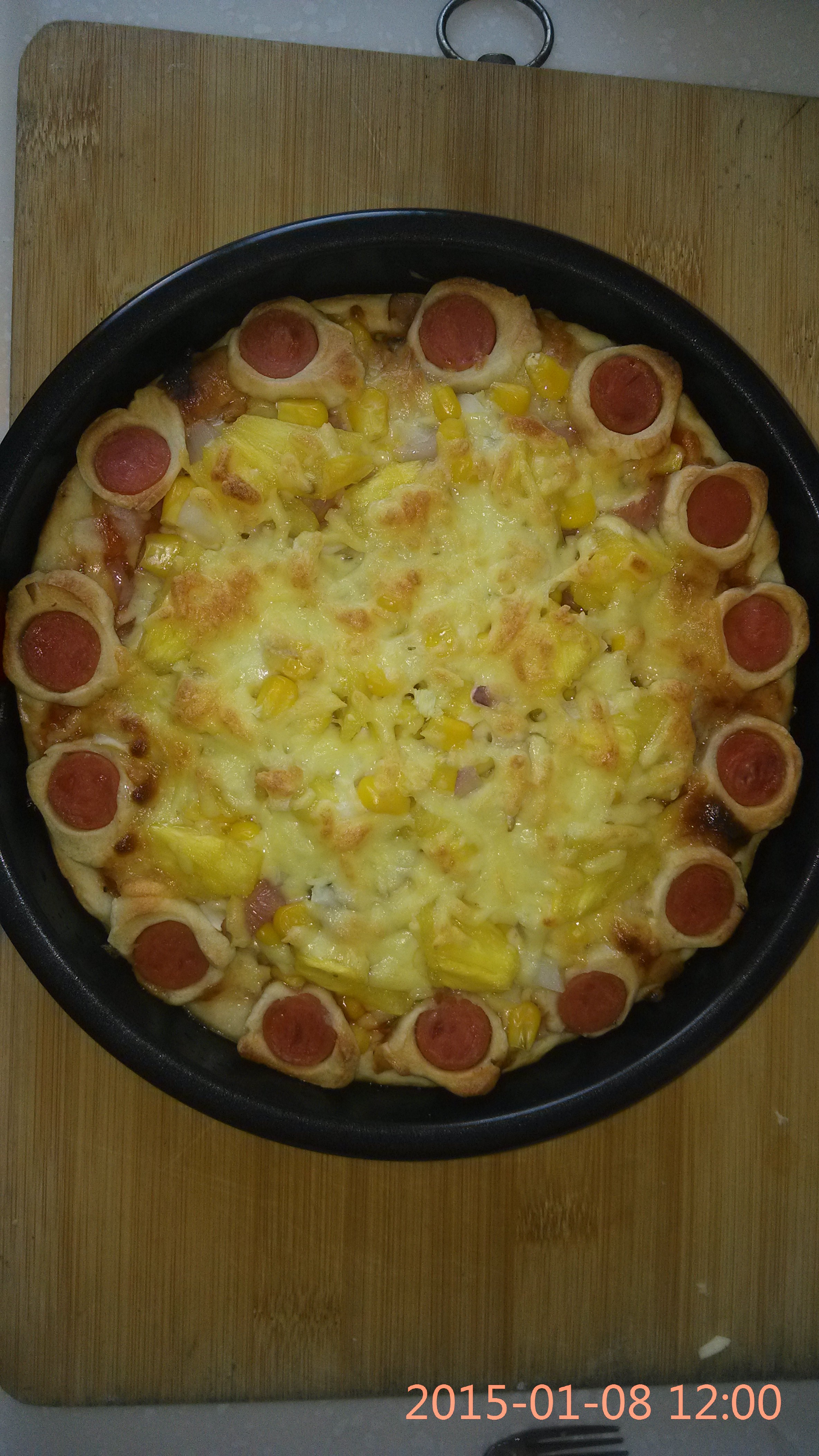 蘑菇火腿心花边比萨