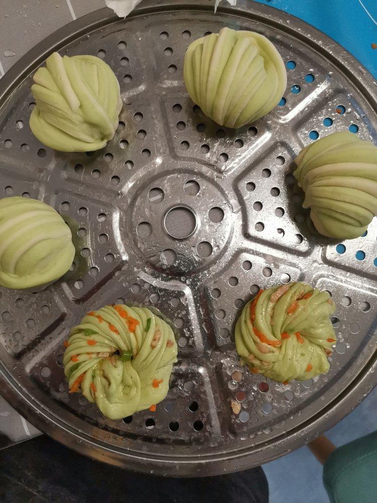 【菠菜双色花卷】馒头的花样