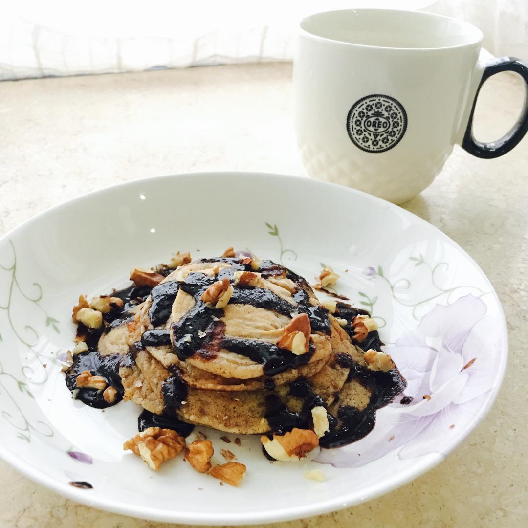 🌿纯素巧克力酱五谷pancake（无蛋奶）的做法