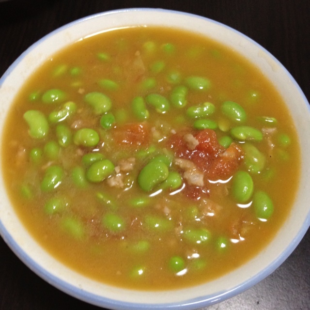 肉末番茄烧毛豆