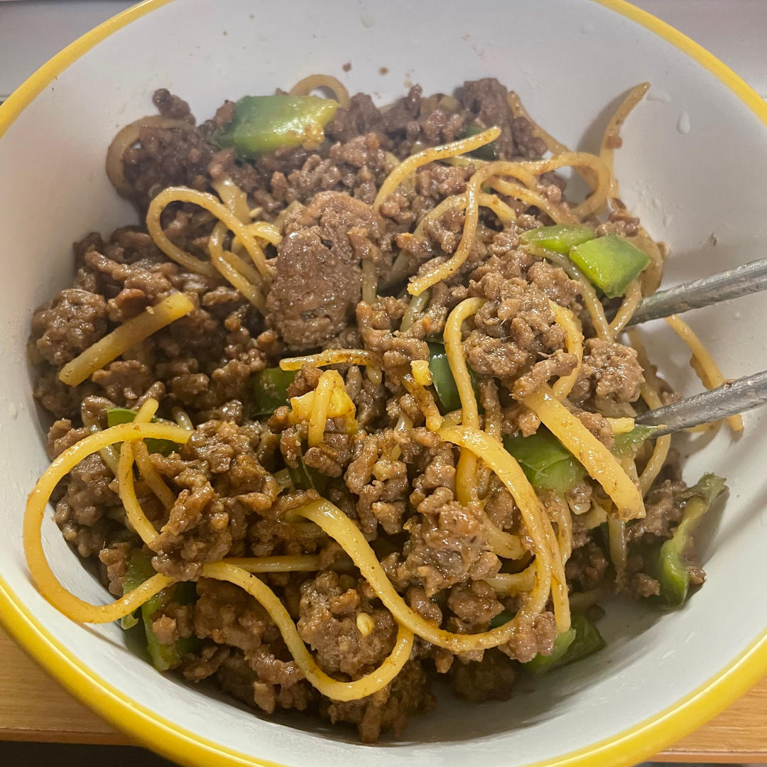青椒肉沫酱面