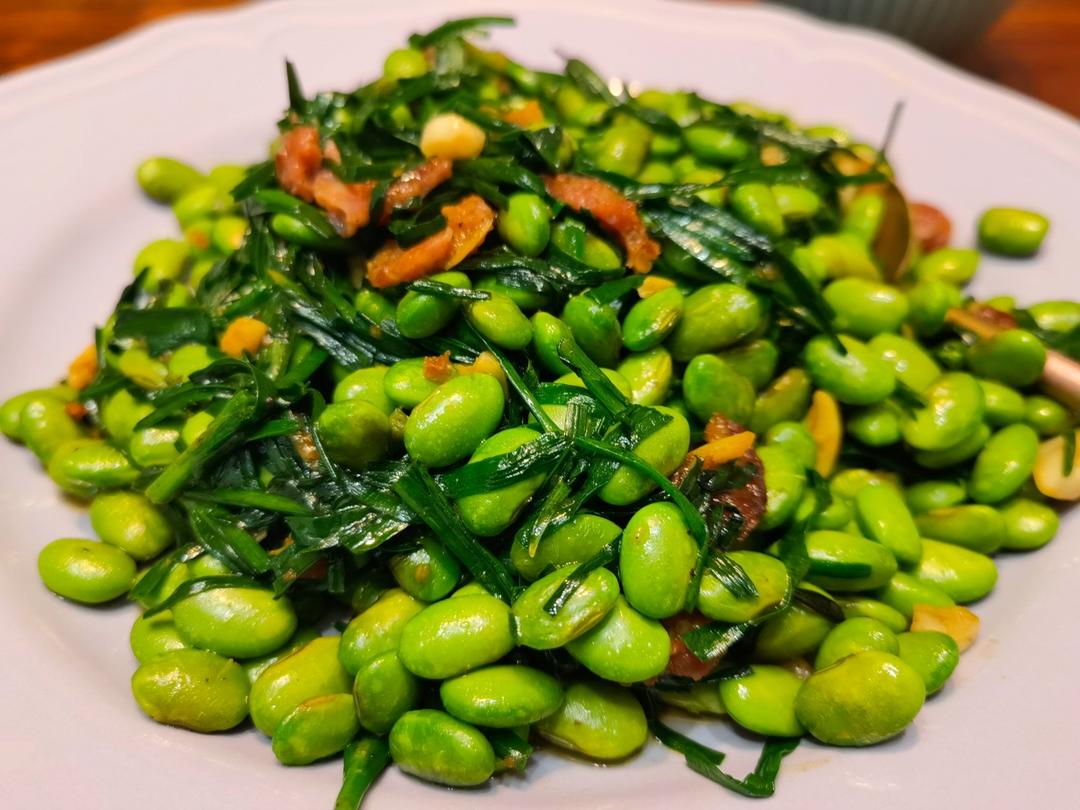 韭菜炒毛豆