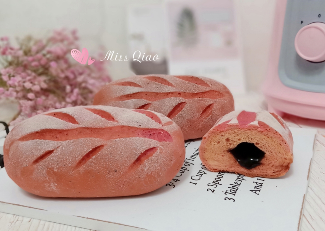 火龙果巧克力流心软欧#东菱料理机DL-1009#食谱