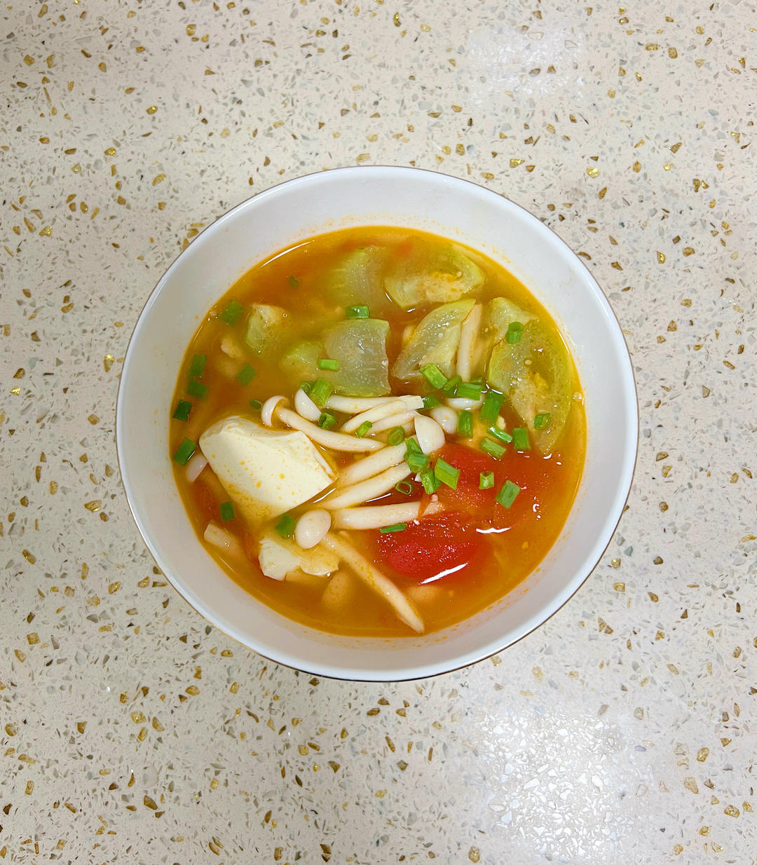 番茄豆腐汤+蚝油生菜