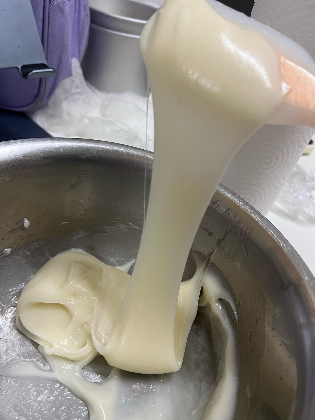 拉丝麻薯隔夜冷藏不变硬的实验成功，三夜依然拉丝