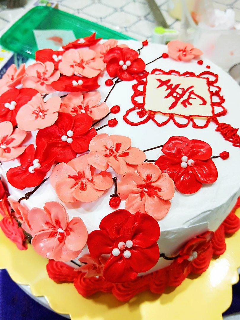 寿字祝寿蛋糕(含寿桃做法)