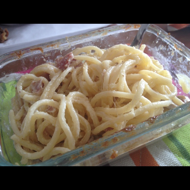 白蘑菇奶油培根意面