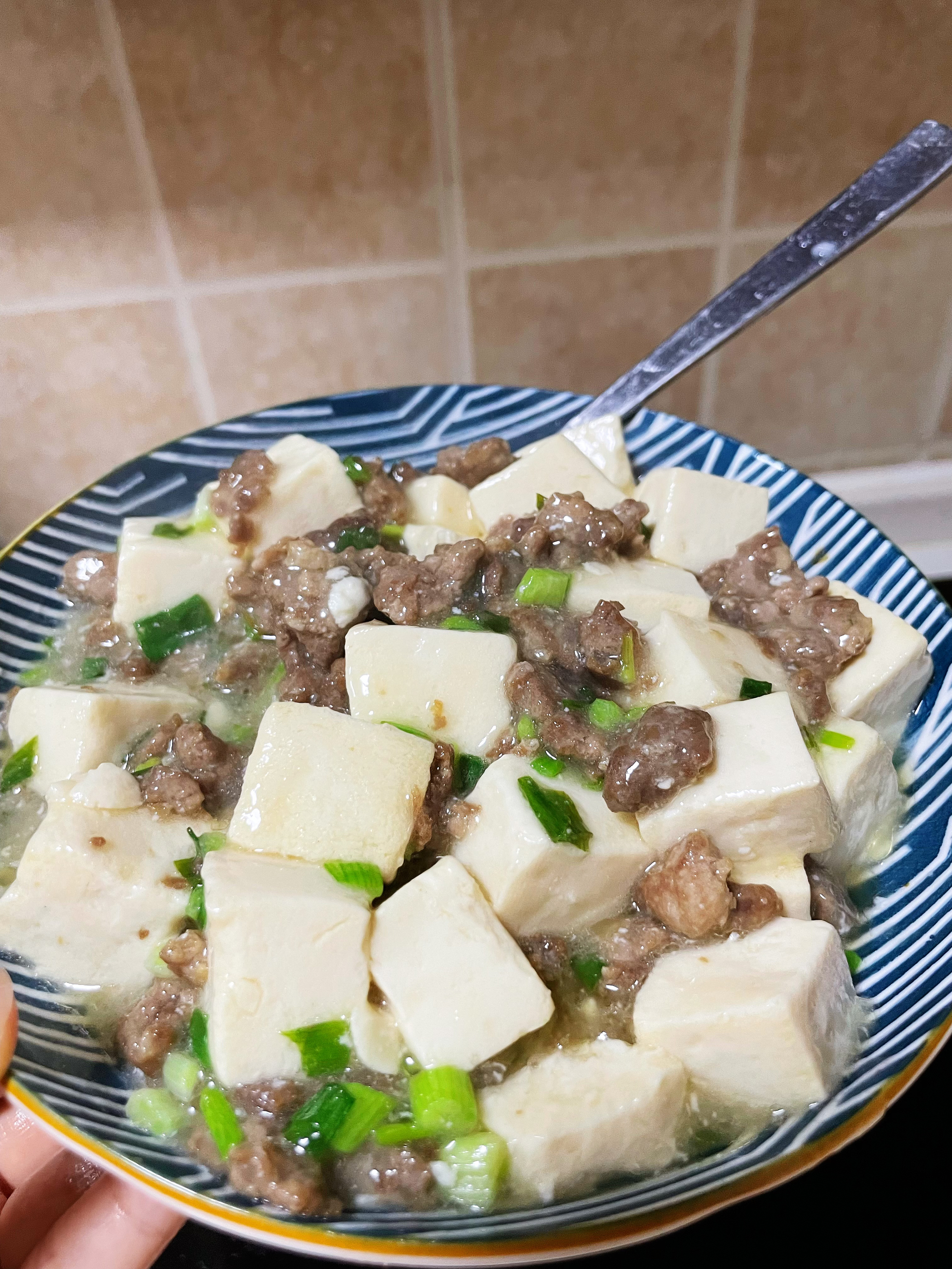 清淡又好吃的拌饭菜——牛肉沫烧豆腐的做法