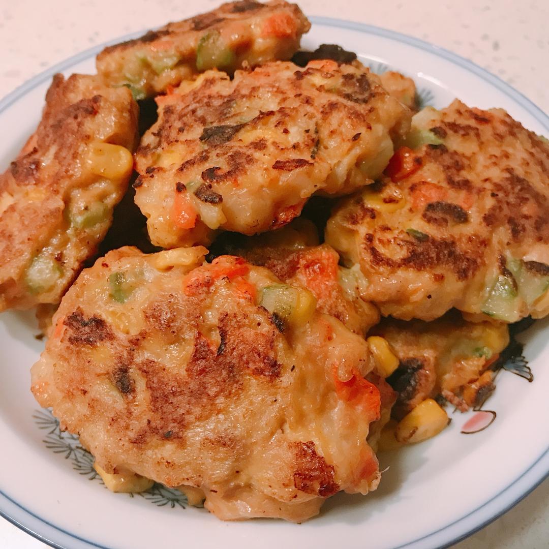鸡胸肉虾仁鲜蔬饼