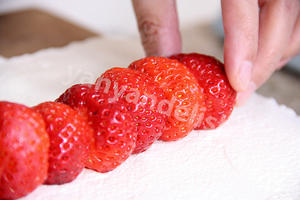 草莓牛乳蛋糕卷的做法 步骤14
