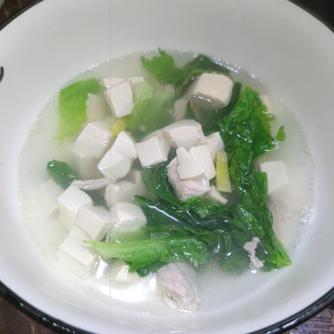 补血补铁养眼青菜瘦肉豆腐汤