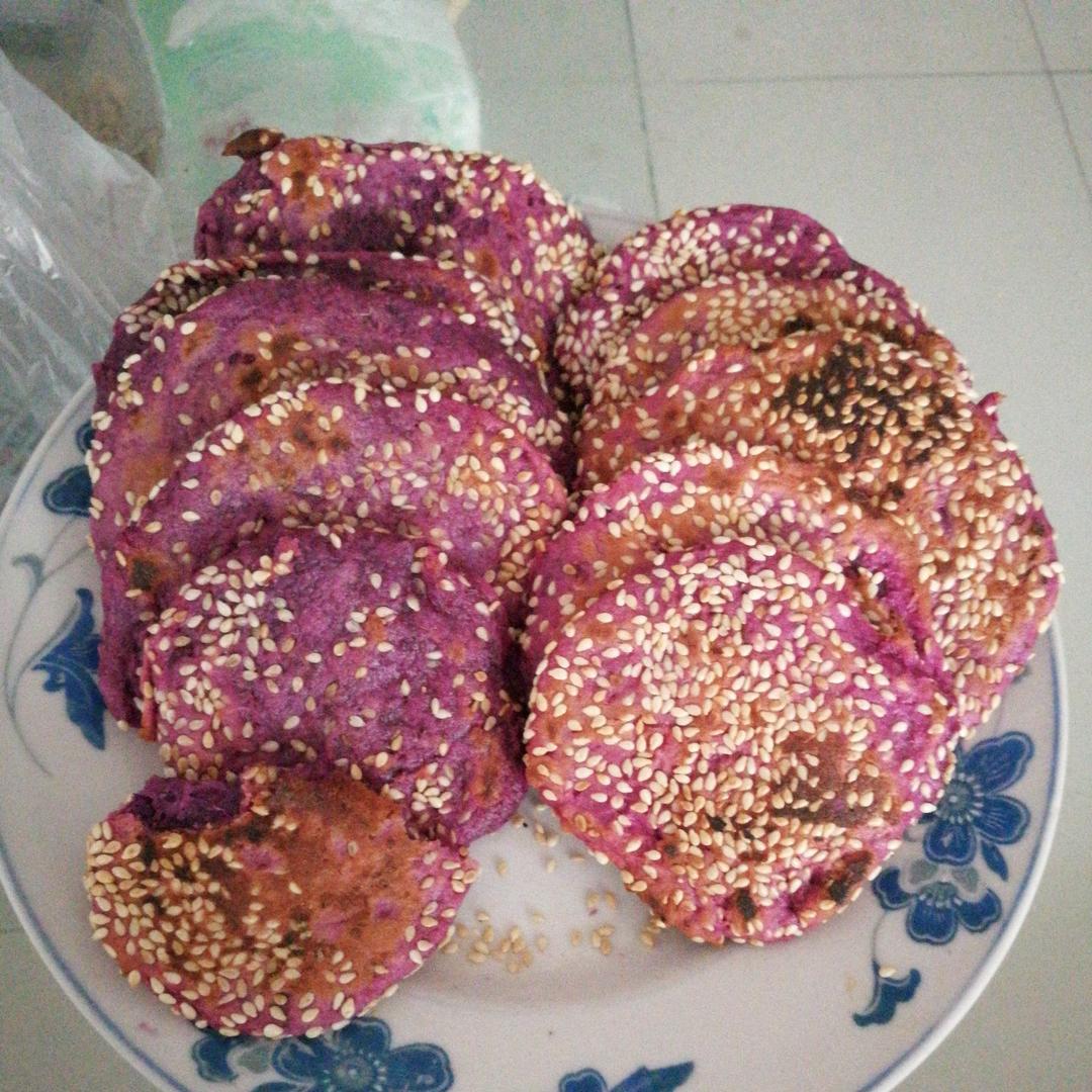 平底锅煎紫薯饼