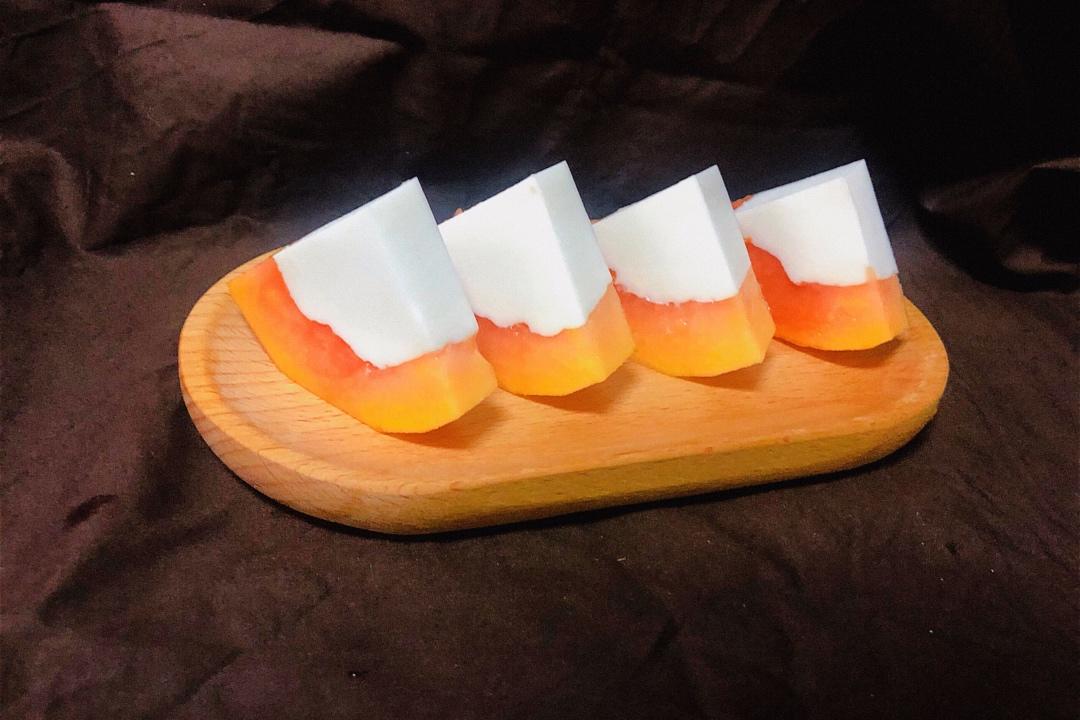 拉风的脚踏车做的木瓜椰奶冻吉利丁片简易操作翻车警告版