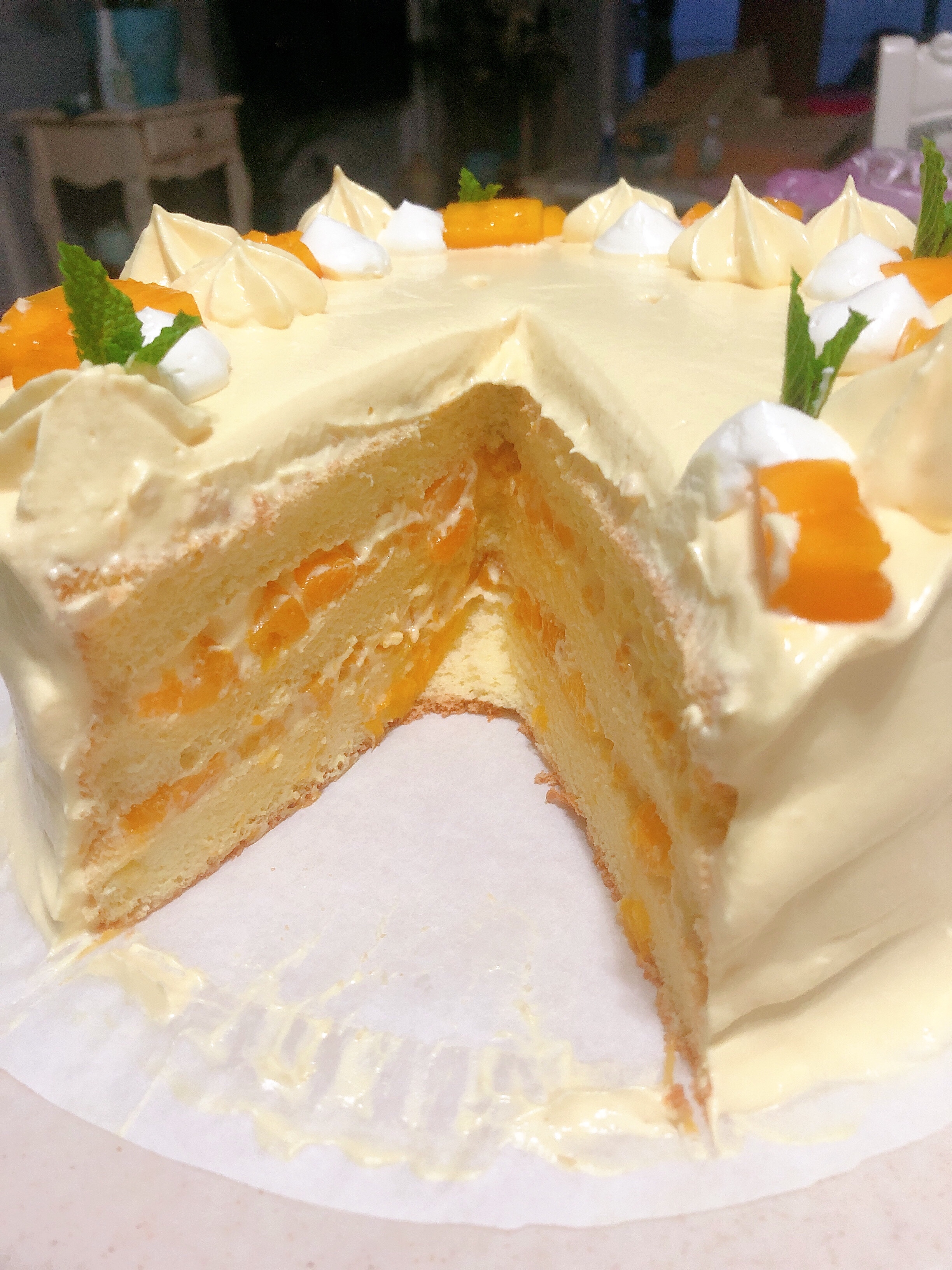 芒果奶油蛋糕的做法 步骤8