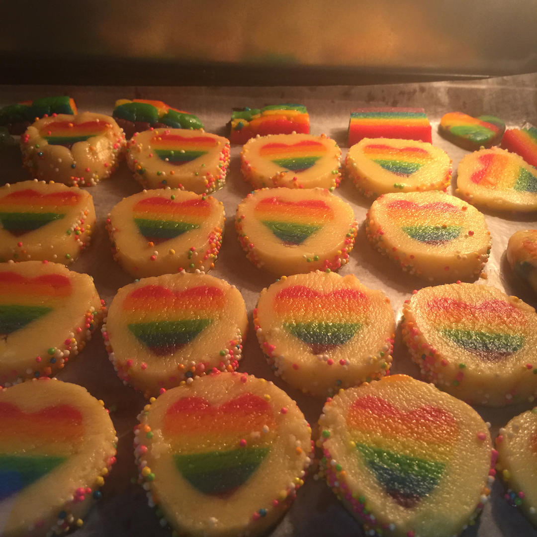 绝对惊呆所有人的彩虹心曲奇（26张超详细图步骤绝对良心）