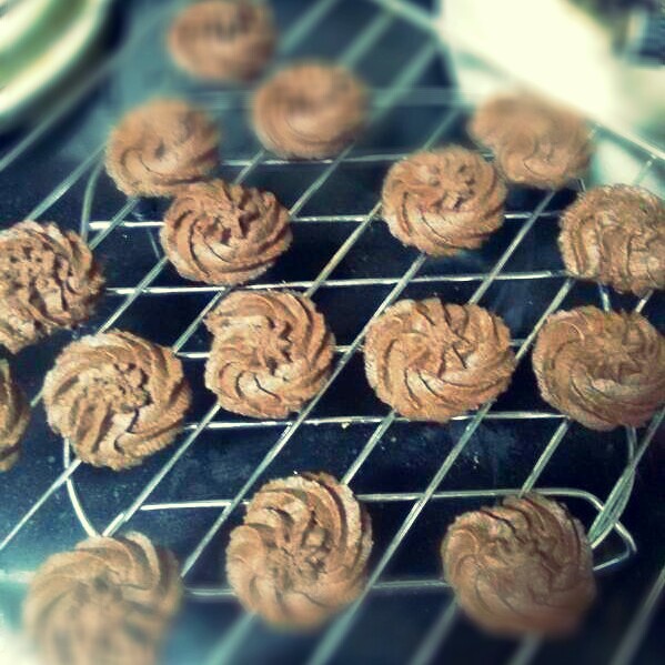 挤花毫无压力的巧克力曲奇