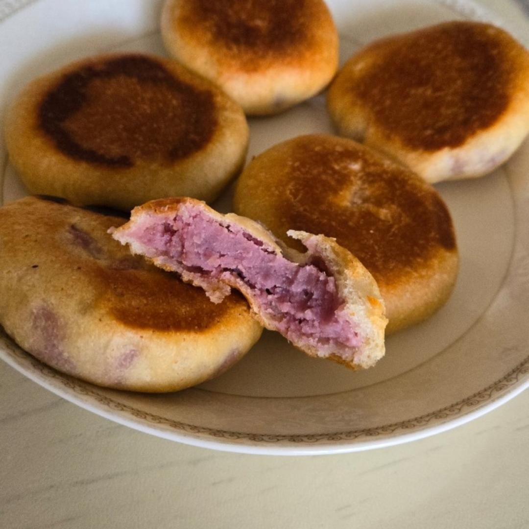 软皮饼—-紫薯芋泥馅（手残党都可成功）