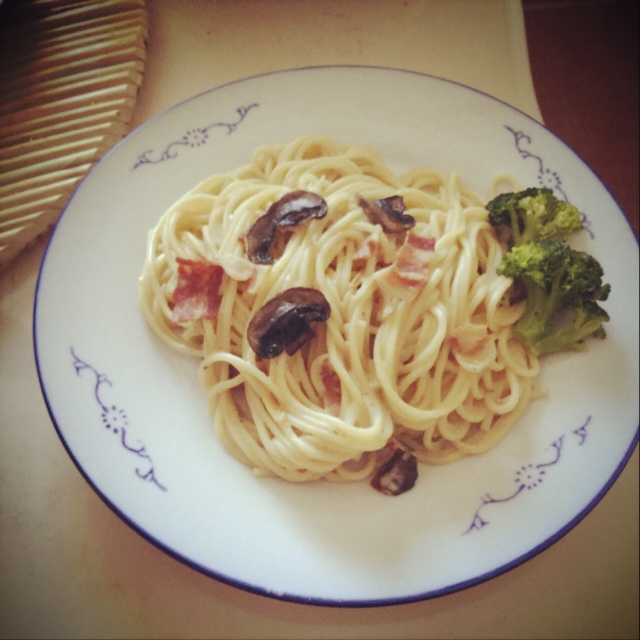 白汁蘑菇培根意粉