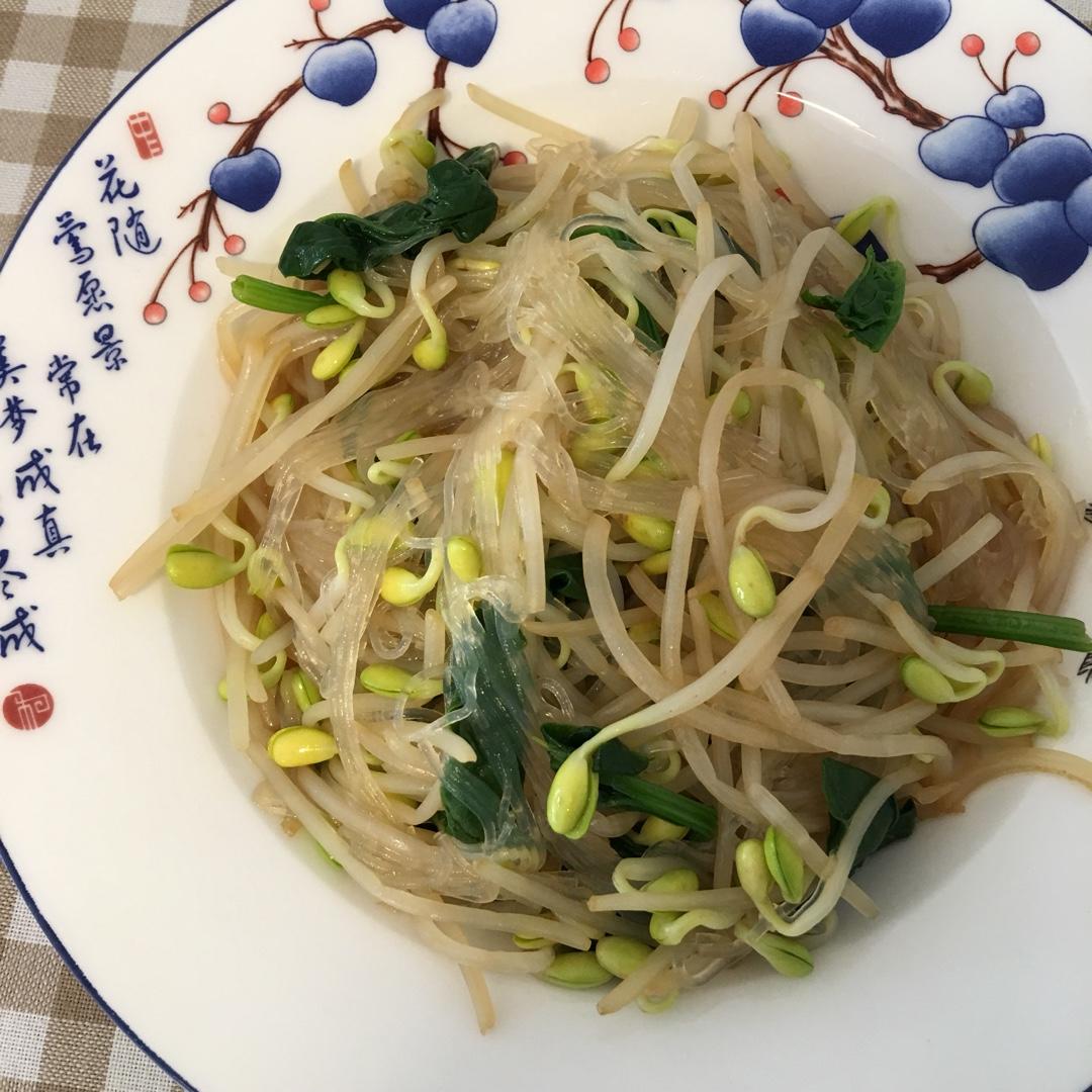 豆芽菠菜拌粉丝