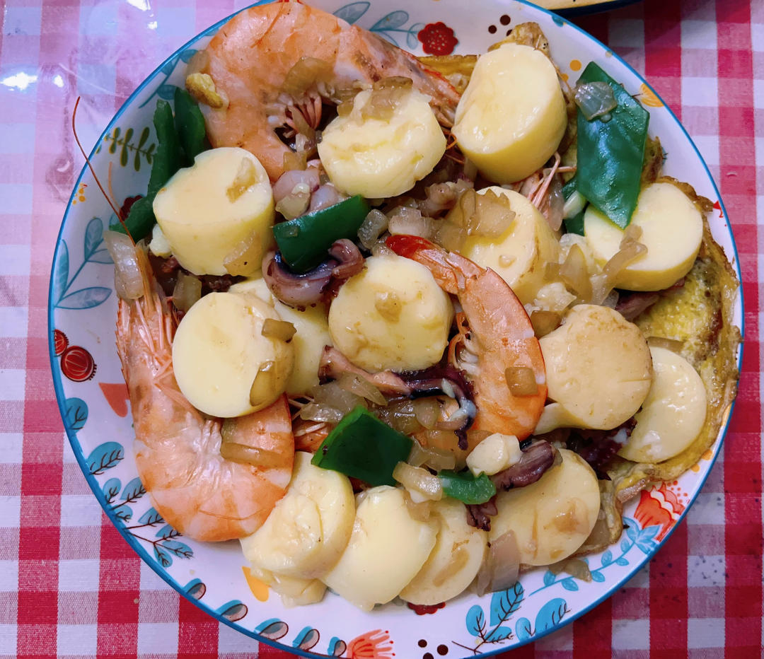 铁板海鲜日本豆腐 Seafood with Japanese Dofu