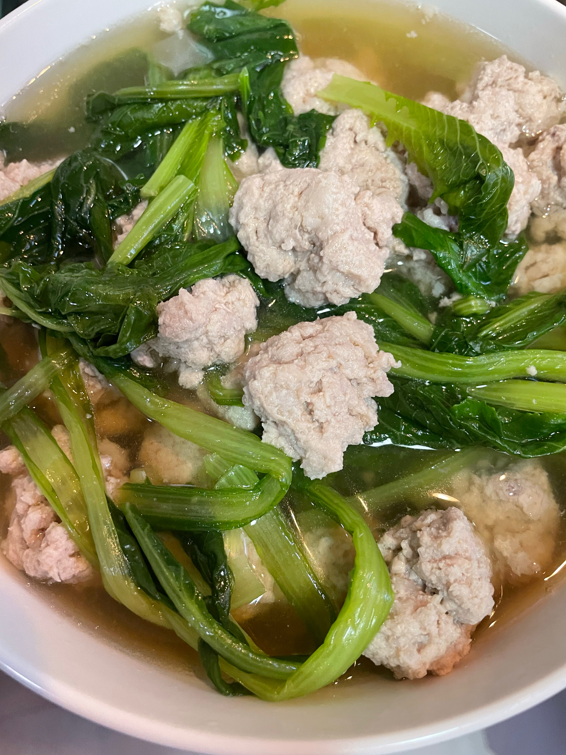 小白菜汆丸子汤的做法