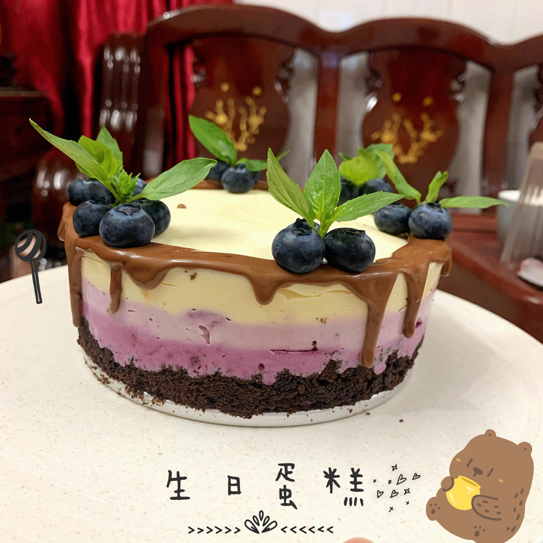 渐变蓝莓冻芝士蛋糕（免烤）