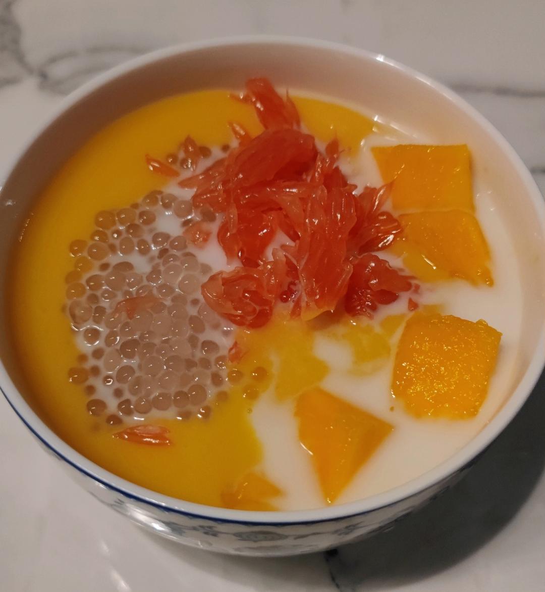 港式甜品——杨枝甘露(芒果西米露)附芒果花切法