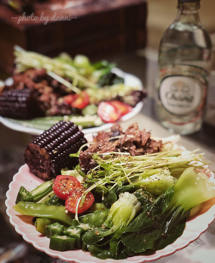 小米鸡胸肉鸡蛋捞青菜