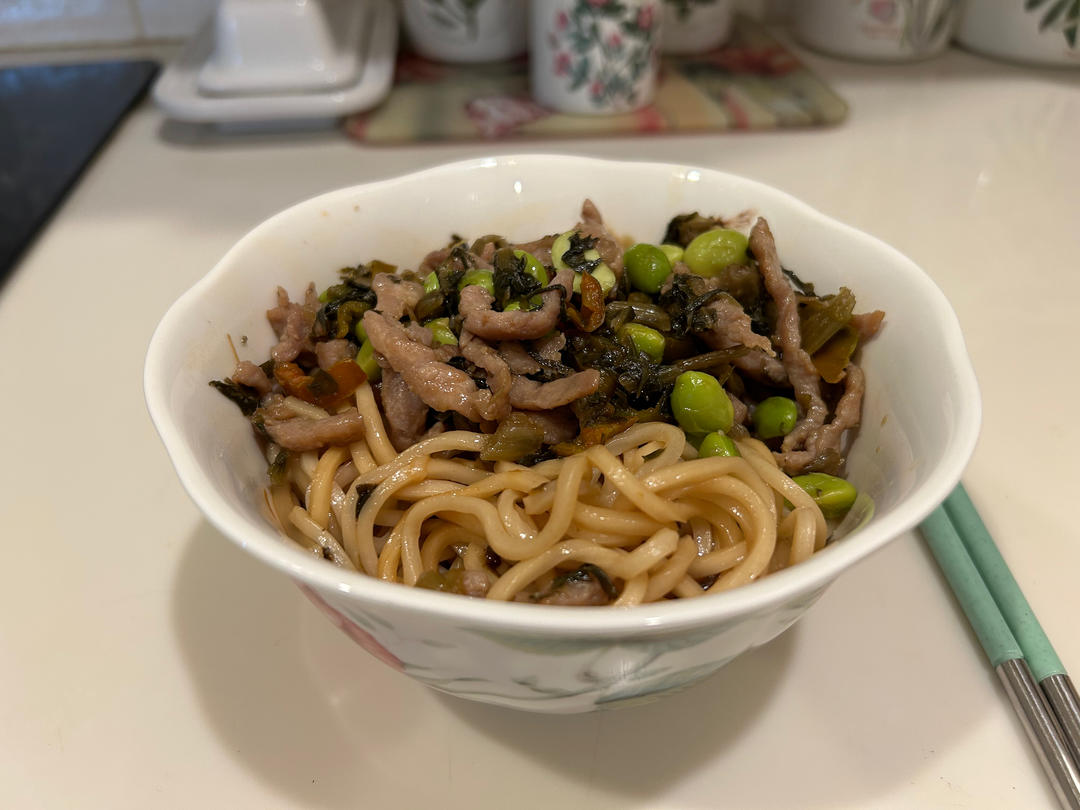 雪菜毛豆肉丝