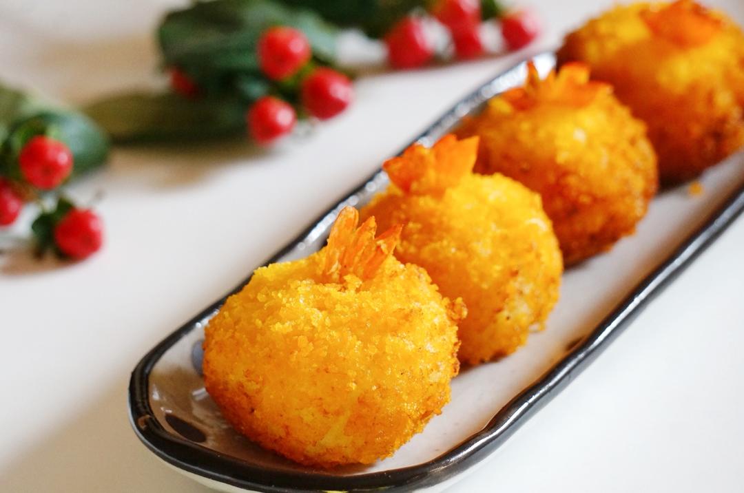 zhenzhen珍珍做的黄金芝心虾球(低脂无油)