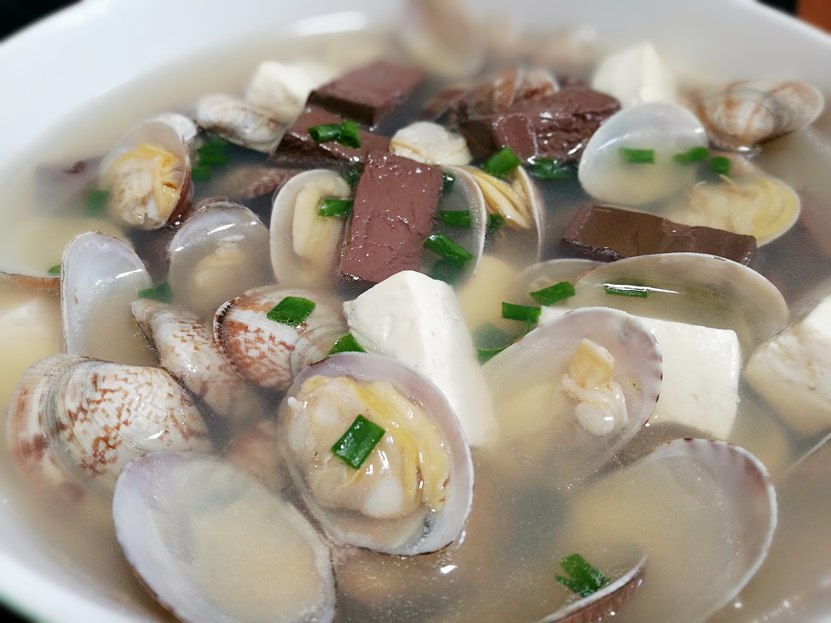 快手美味——双豆腐烩文蛤（花蛤）的做法