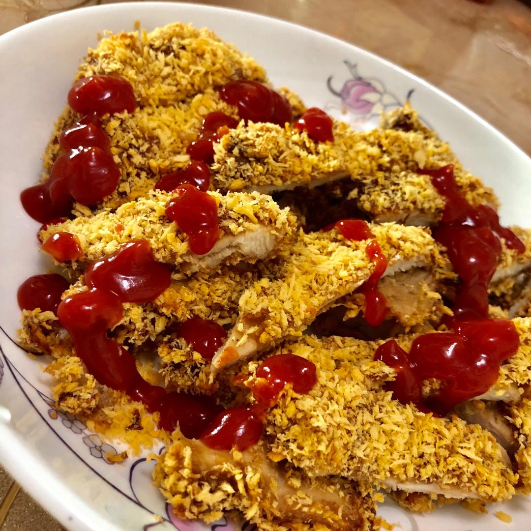 无油烤鸡排（面包糠鸡胸肉）