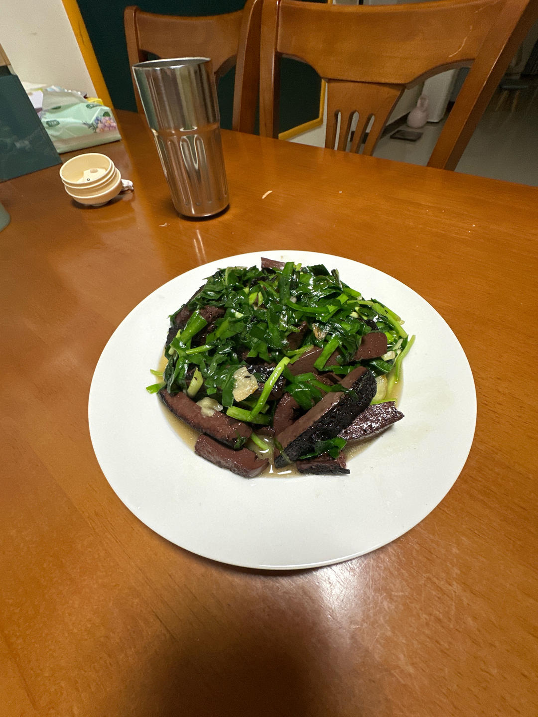 家常韭菜炒猪血