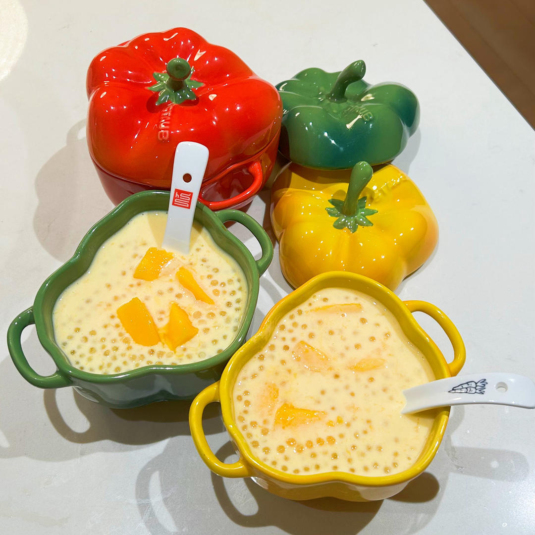 港式甜品——杨枝甘露(芒果西米露)附芒果花切法