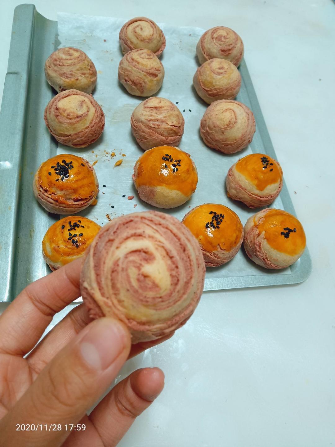 彩色蛋黄酥 螺旋酥 彩酥
