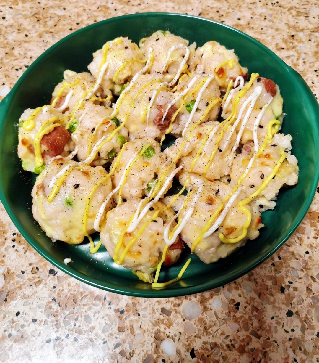 空气炸锅【芝士烤饭团】消灭剩饭