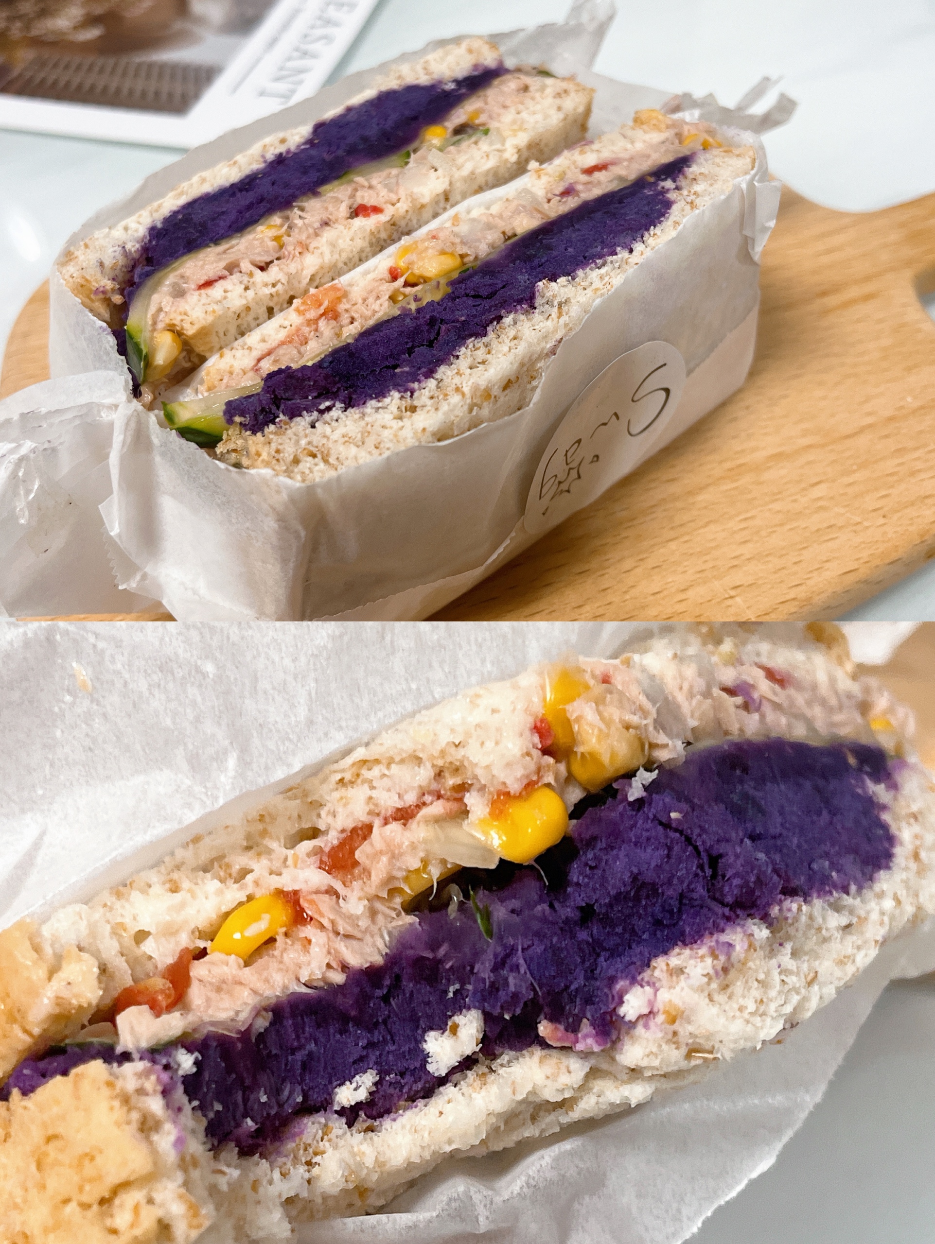 【低脂饱腹早午餐】紫薯金枪鱼三明治的做法
