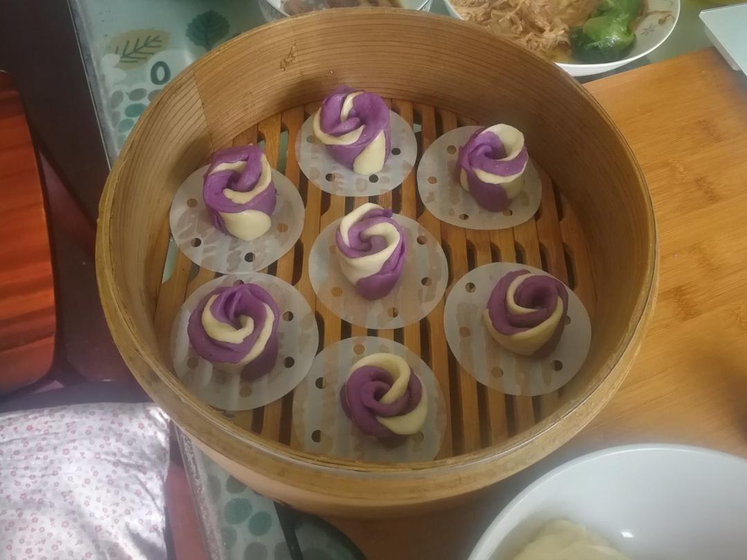 紫薯玫瑰花馒头