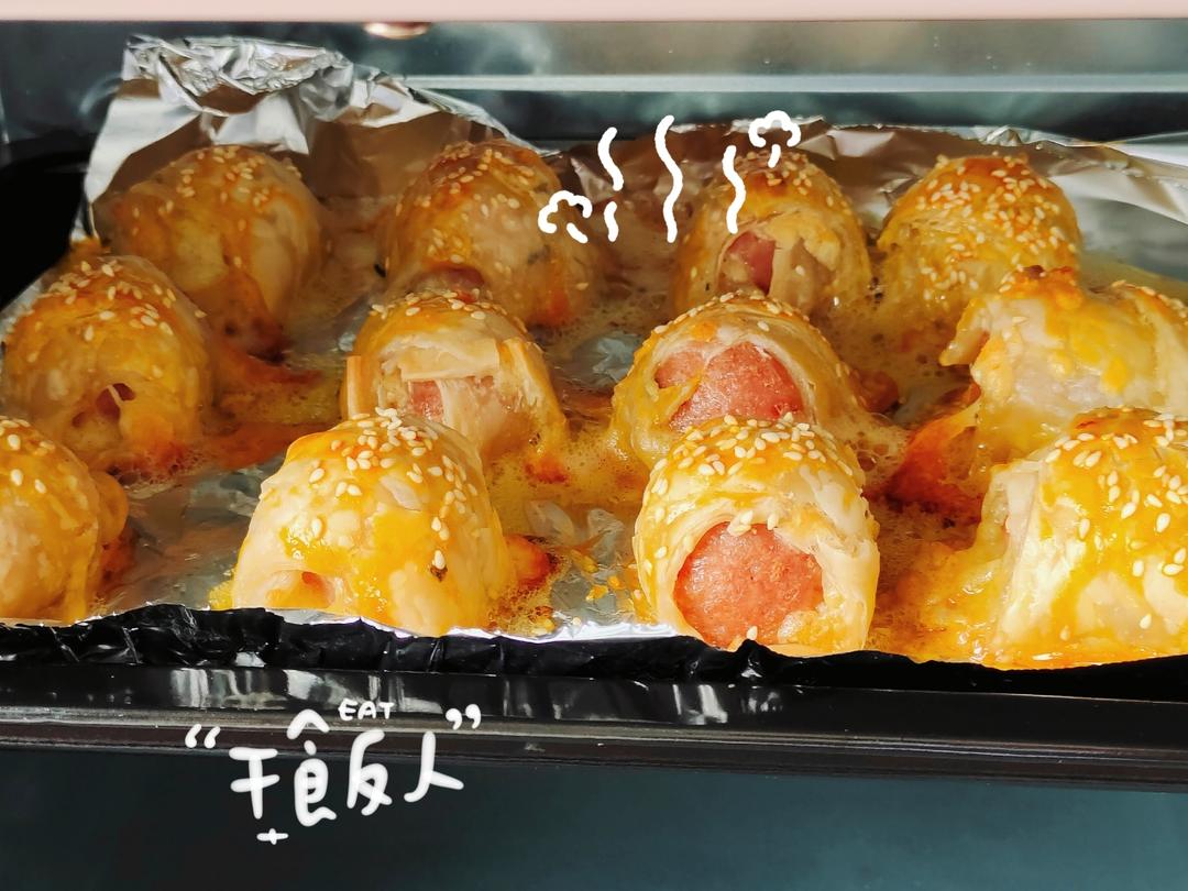 香肠可颂卷 热狗手抓饼  不用和面版