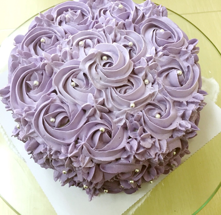 紫色玫瑰渐变裱花蛋糕