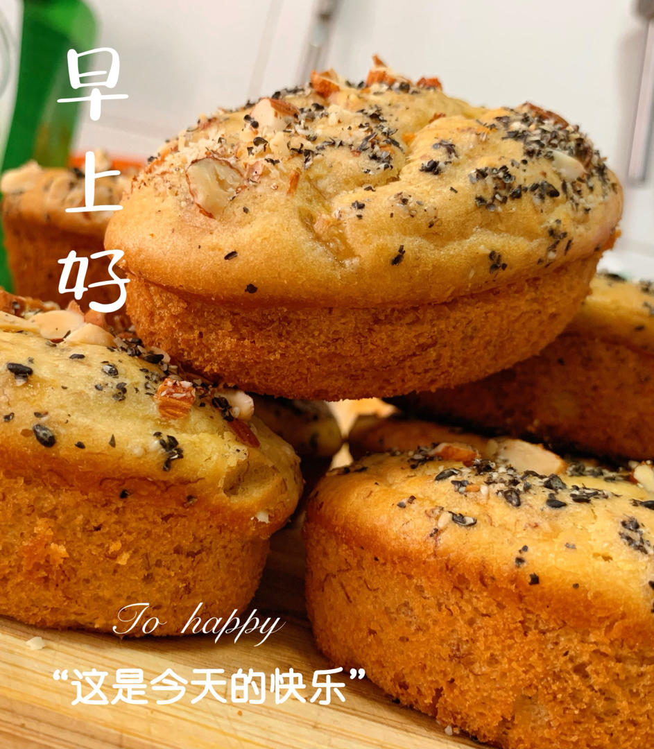 只需搅拌入烤箱的香蕉麦芬